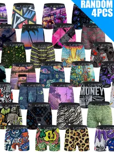 KJFISTMU Breathable Boxer Briefs 4pcs Men's Athletic Boxers Quick-Dry Polyester Sports Underwear with Elastane Shrink Resistant Lightweight for Training & Casual Wear Mixed Color Operator