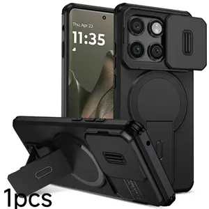 Protective case for Moto 5 Power/g Play, magnetic charging stand, press-type lens, high-end drop protection, compatible with Moto G Edge/5G phone cases, Cover
