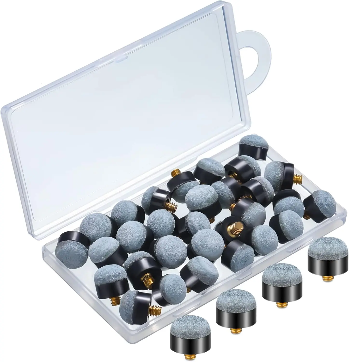 30 count Billiard Pool Cues Sticks Screw on Tip 12/13 mm Nylon Ferrules Replacement Billiard Screw in Cue Tips Pool Sticks Accessories