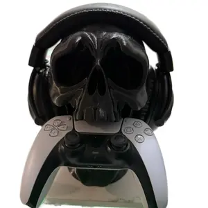 Skull Headset & Controller Holder – Dual Holder for PS5, Xbox, PC – Bold Skull Design – Durable 3D-Printed Material – Gamer Desk Essential