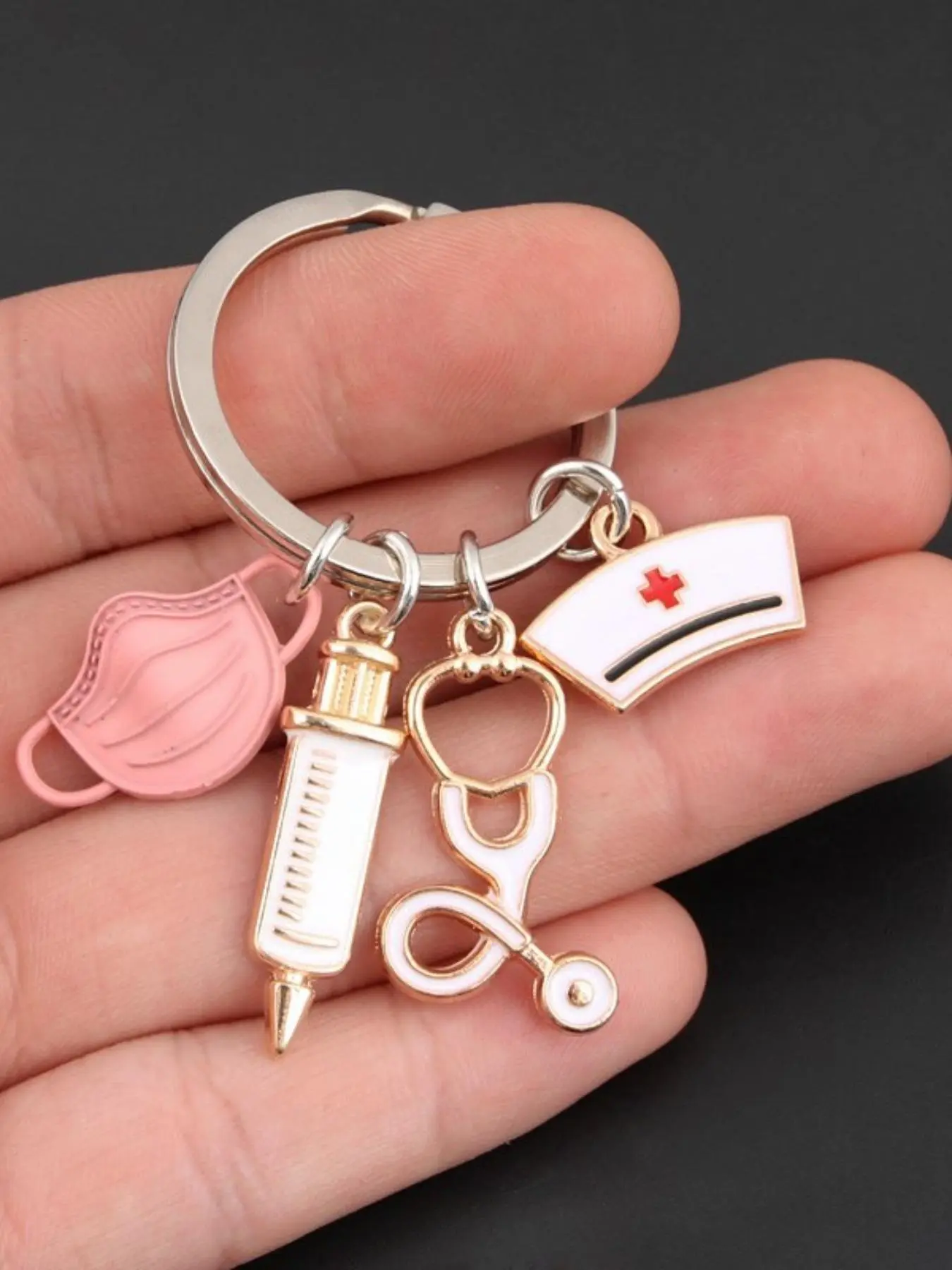 Nurse Cap & Medical Tool Design Keychain, Cute Keychain for Women & Men, Fashion Accessories for Daily Use, Trendy All-match & Exquisite Keychain for Birthday Gift, Fashionable Alloy Keychain, Aesthetic Keychain, Stylish Keychain, Keychain for Purse