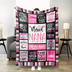 Custom Flannel Fleece Blanket - 1pc Cozy Blanket Throw, Multi-Size, Contemporary Design, Ideal Gift for Grandmothers on Grandparents Day or Nana's Birthday, Custom Flannel Blanket