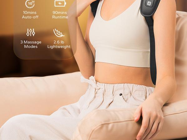 Merach 6D Cordless Shiatsu Neck Shoulder Back Massager with Heat Electric Massager Adjustable Relaxing Gift Comfort Neck Massage Devices Gift Summervibes