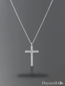 925 Sterling Silver Cubic Zirconia Cross Necklace