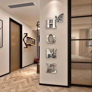 Home Wall Decor Letter Signs Acrylic Mirror Wall Stickers 47.2 X 15.7 inches (Silver)