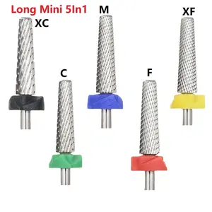 1Pcs Long Mini 5-in-1 Professional Tungsten Carbide Nail Drill Bits, Unscented, Tapered Milling Cutters For Gel Acrylic Removal, Manicure Tools, Nail Art Tools & Nail Drill Accessories