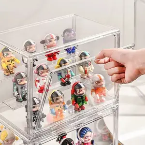 Thick Transparent Acrylic Decorative Display Cabinet, Dustproof Stackable Large Capacity Storage Rack, Magnetic Door Handbag Shoe Cosmetic Organizer, Decorative Storage Organizers