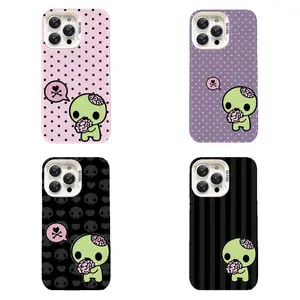 Cute Kawaii Zombie Phone Case Pastel Goth & Spooky Aesthetic Design Compatible for iPhone 17 16 15 14 13 12 11 and for Samsung S21-S25 Ideal Gift for Girls