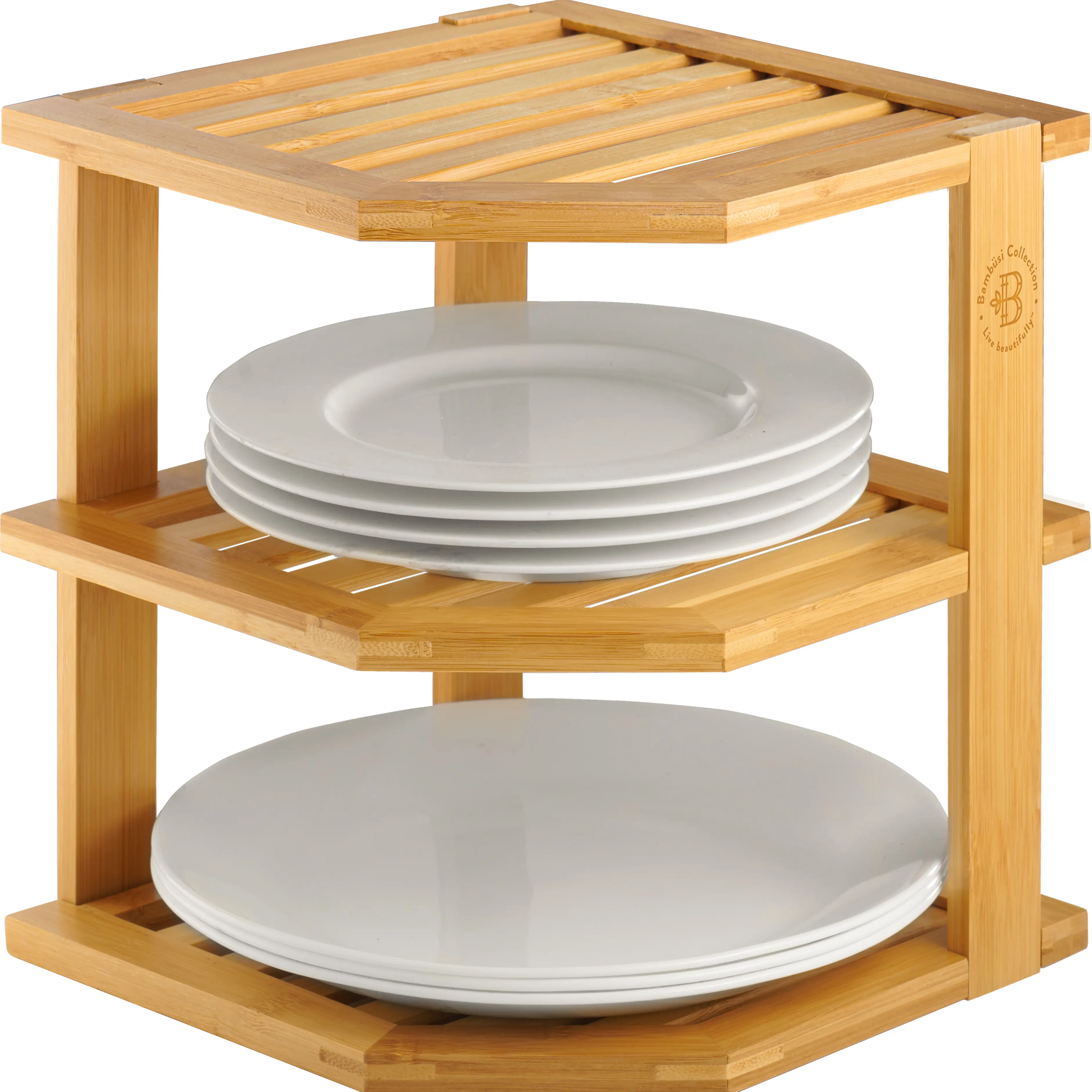 Corner Cabinet Shelf Organizer - 3-Tier Stackable Kitchen Rack for Plates, Bowls & Pantry Items - Ideal for Kitchen & Bathroom Countertops -Durable, Space-Saving & Water-Resistant Daily Use Home Essentials