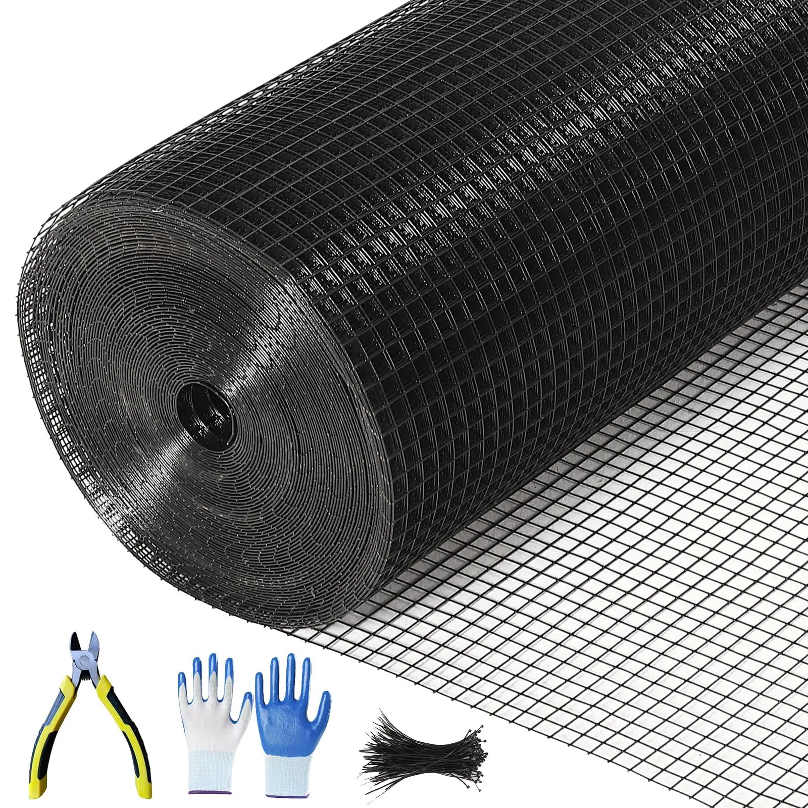 Galvanized Garden Grid – Robust Animal Protection Net, Corrosion Resistant – Easy to Install – Use: Chicken, Rabbit, Plant Protection Enclosures – 1/4'', 2''x2'' or 2''x3'' Mesh, 16/19 Gauge Wire, Silver/Black