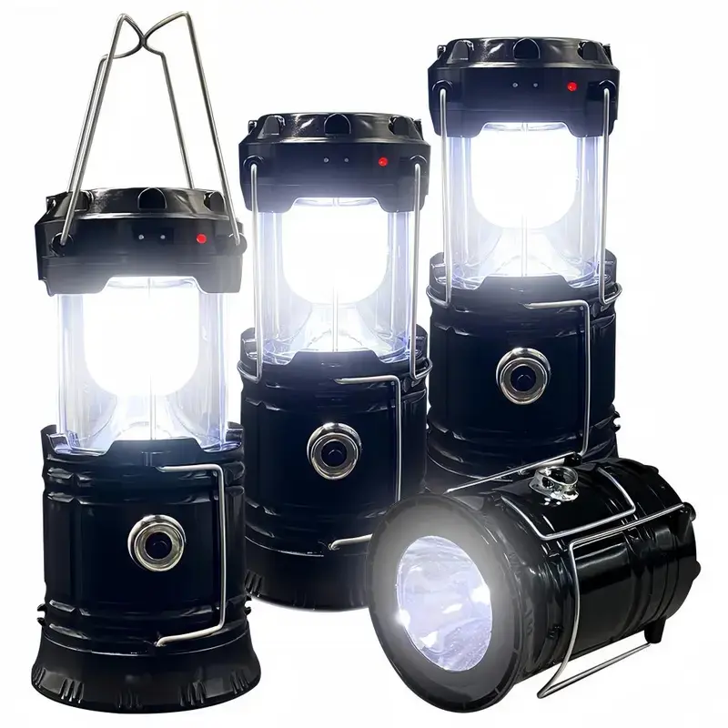 【summervibes】4-Pack Collapsible Portable LED Camping Lantern Lightweight Waterproof Solar USB Rechargeable Flashlight for Indoor/Outdoor Emergency Use birthday valentine unique gift, Rechargeable Lamp, Usb Rechargeable Lighting