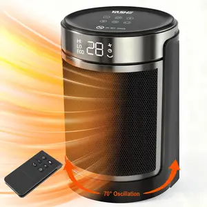 YASHE Portable Heater with Fast Heating 1500W, Child Lock, Overheat Protection, 70° Oscillation, Remote Control, LED Display, Ideal for Home Use