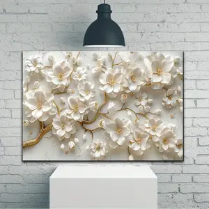 1 Piece 2D Wooden Frame Canvas Painting Flowers Wall Art Prints for Home Decoration, Living Room, Bedroom, Holiday Party Decoration, Gift, Ready to Hang