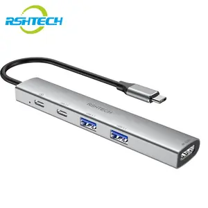 RSHTECH USB C HUB 5 in 1 Multiport Adapter, 4K HDMI, 100w Power Delivery, 3 USB 3.0 Ports, for Macbook Pro, iPad Pro, Imac, iPhone, Xps, Thinkpad