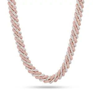 12mm Rose Gold Iced Diamond-Cut Miami Cuban Link Chain