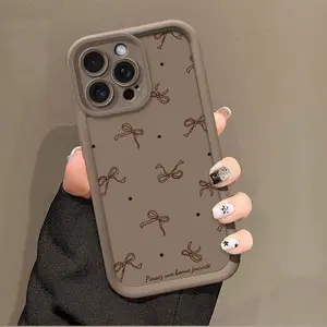 Light Brown Bowk Case for iPhone 17 Air 16 15 14 Pro Max 13 12 11  XS Plus Shockproof Full Camera Protection Durable slim Silicone Cover