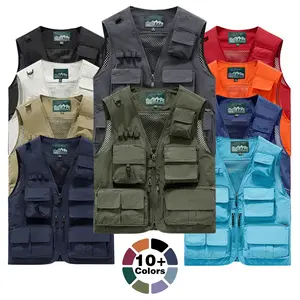 American-style multi-functional work vest for men, lightweight and breathable mesh vest, suitable for outdoor hiking, photography, fishing, and featuring multiple pockets