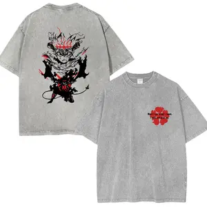 Black Clover Asta Manga T-shirt&Hoodie, Anti Magic Hero Graphic Tee, Yuno Rival Anime Artwork, Vintage Y2K Acid Wash Streetwear, Double-Sided Print Oversized Fit, Casual Unisex Cotton Apparel, Trendy Gift for Anime Fans Fabric Top