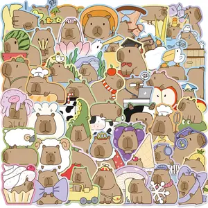 50 Pieces Cartoon Original Capybara Graffiti Stickers, Funny Stickers - Waterproof DIY Decals for Guitar Decoration, Notebooks & Luggage bulingbulingsticker
