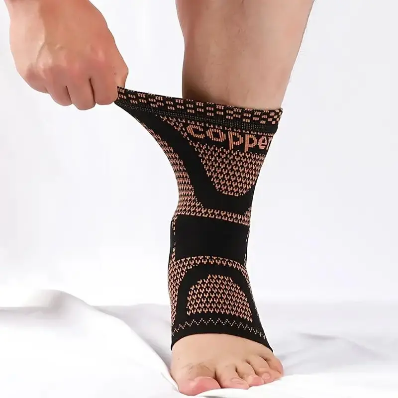 Adjustable Copper Ankle Brace, Compression Sleeve, Ankle Support for Achilles Tendonitis and Sprains, Sports & Outdoor Accessories