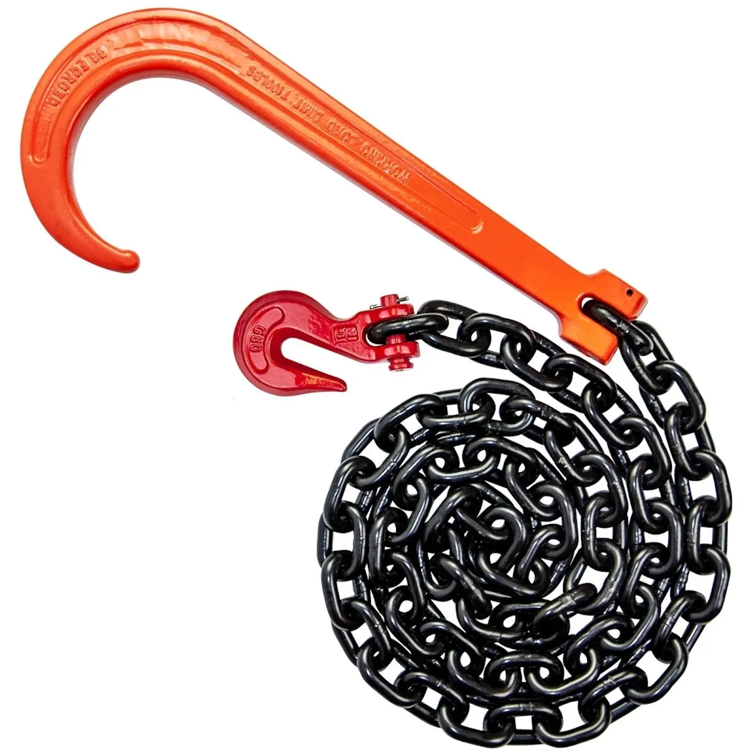 VULCAN PROSeries Grade 80 Alloy Tow Chain - 3/8 in x 6 ft, 15'' Clevis J-Hook, 7,100 lbs Safe Working Load