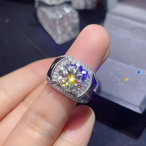 [Fashionable Ring] 5 Carats 925 Silvery Mozambique Men's Ring | Fashionable And Versatile, Personalized And Creative | Suitable for Parties, Dates, Anniversaries, Birthday Gifts