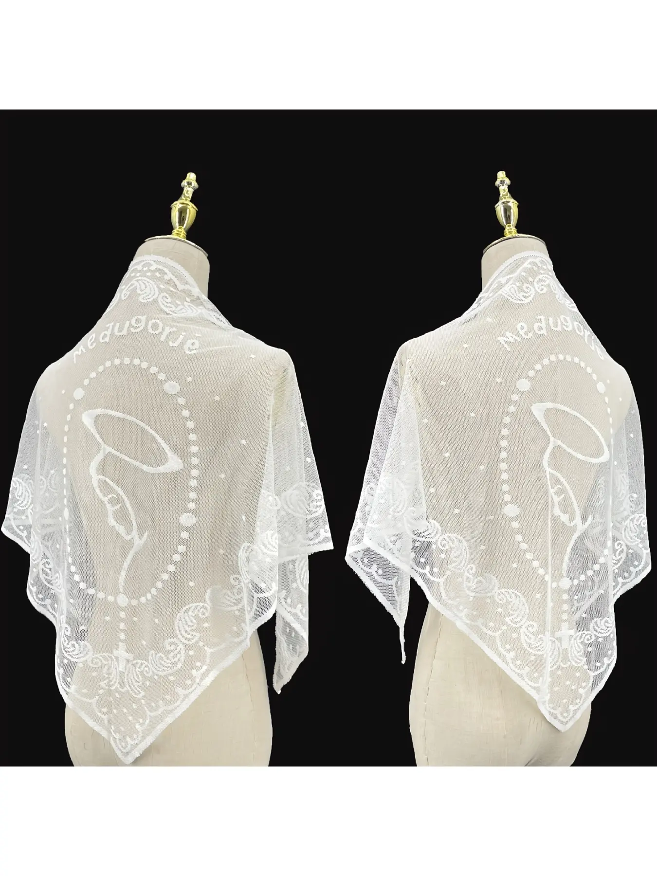 The Virgin Mary embroidered triangular headscarf, ethnic style women's lightweight shawl, square scarf, fashionable silk scarf for commuting.