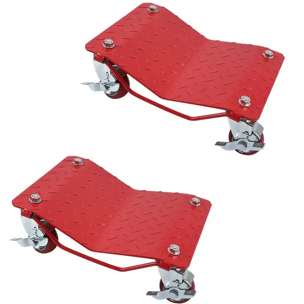 GARVEE Heavy Duty GARVEE Car Dolly Set of 2 with 3000 lbs Capacity, Carbon Steel Construction, Antiskid Plate, 360-Degree Rotatable Wheels, Ideal for Safe and Easy Vehicle Movement, Red Finish