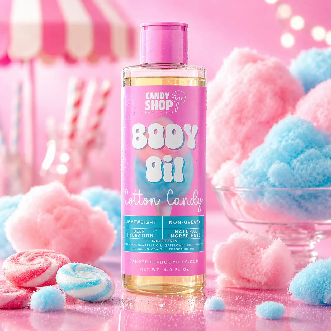 Cotton Candy Fragrance-Infused Body Oil