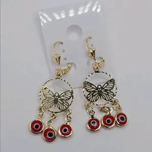earrings Butterflies with eyes Turkish gold-plated beautiful design dangle earring