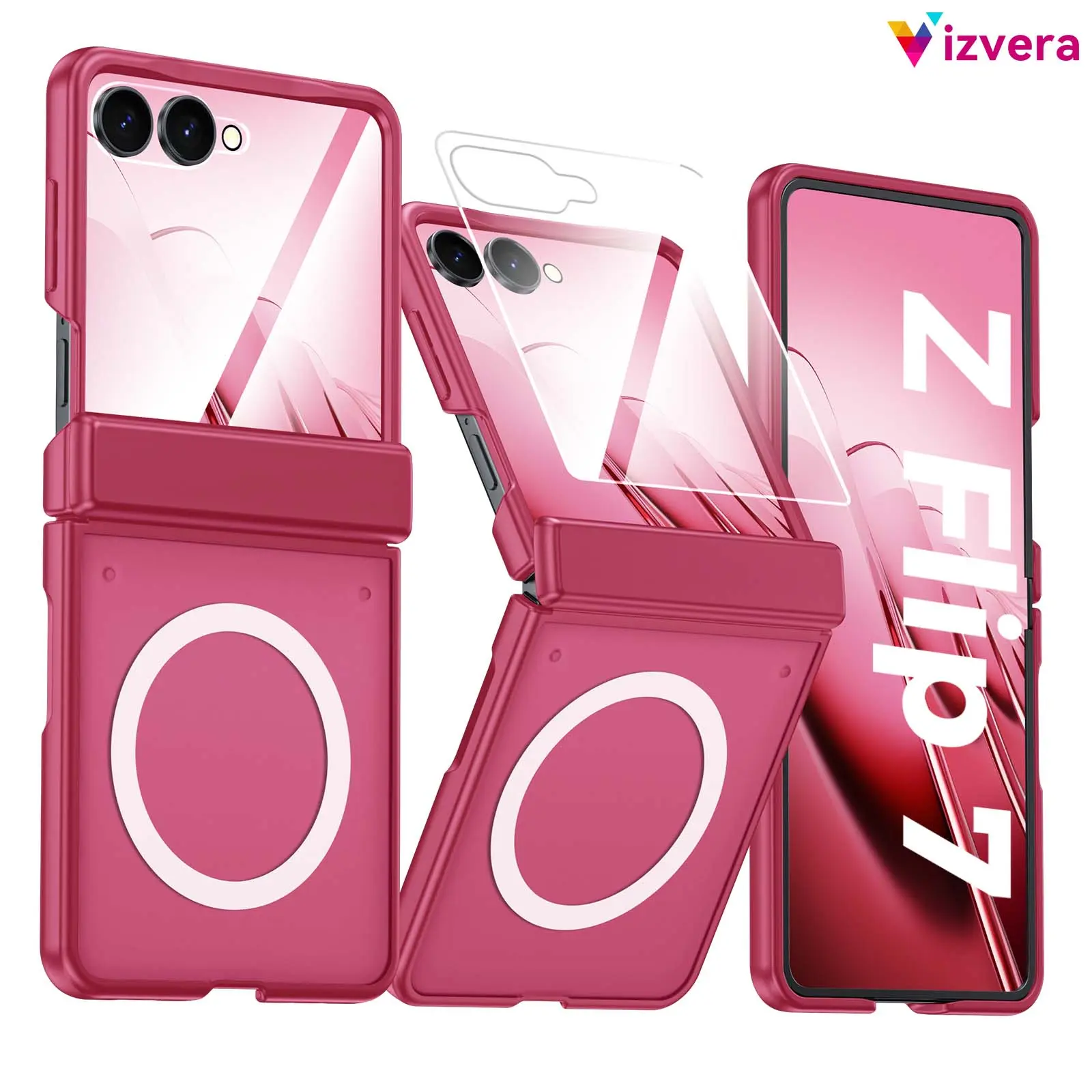 Vizvera for Samsung Galaxy Z Flip 7 Magnetic phone Case, magsafe magnetic wireless,Screen Protector, Hinge Protection, anti-drop case, Translucent Frosted, Shockproof Slim Cover#Summer Vibes ，tough phone cover， stylish gift，TikTokShopDealsforYouDays