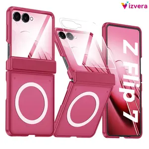 Vizvera for Samsung Galaxy Z Flip 7 Magnetic Case – Slim Matte Design, Screen Protector, Hinge Protection, Shockproof Cover outdoorfun