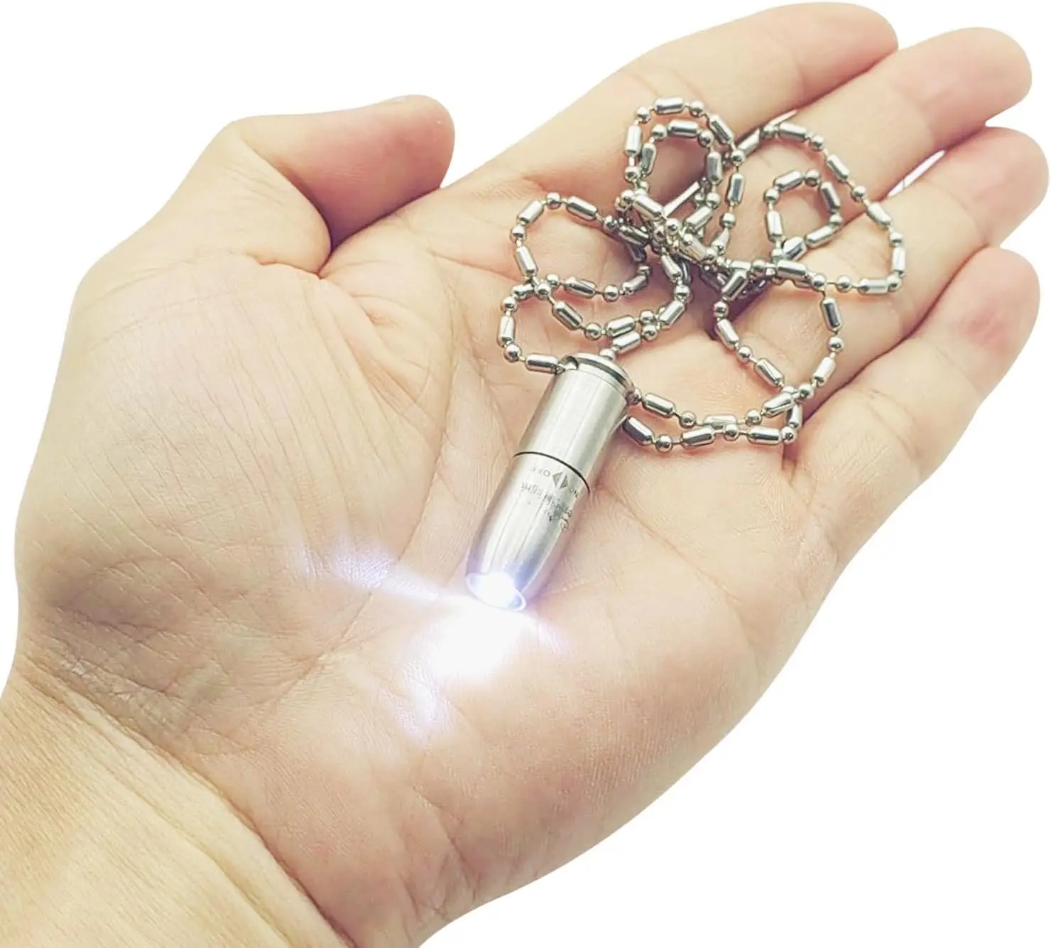 Compact Mini Necklace Pendant Flashlight - Waterproof EDC Light with Chain Attached, 12hr Continuous Lighting, Batteries Included, for Men's Daily Wear & Everyday Carry