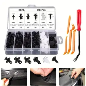 He26 105-Piece Universal Car Expansion Screw Fastener Set, Mudguard, Leaf Board, Door Interior Panel Clips (c05, C20, C32, B01, A16, D02) Automotive Parts