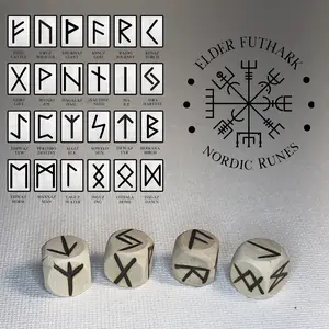 Miniature Hand Burned Elder Futhark Rune Cubes - Rune Dice for divination