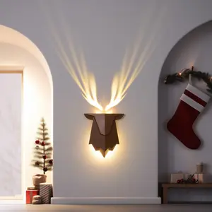 Deer Wall Lamp, 3D Antler Light Projection, Remote Control LED Sconce for Bedroom, Living Room, Holiday Decor