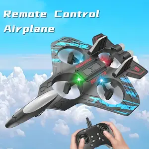 RC Stunt Fighter Jet Toy RC Plane Foam Remote Control Airplane Drone for Kids RC Aircraft for Boys and Girls Fighter Jet Helicopter with LED Lights Altitude Hold 360° Flip Stunt Rotation Speed Adjust Flying Toy