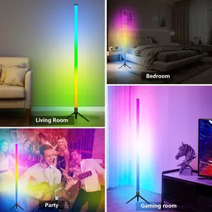 DAYBETTER 360° Standing LED Corner Lamp with Music Sync, Color Shift, Dual Control & Timer, 16M DIY Colors, Perfect for Living Room/Gaming Room, Smart RGB Floor Lamp