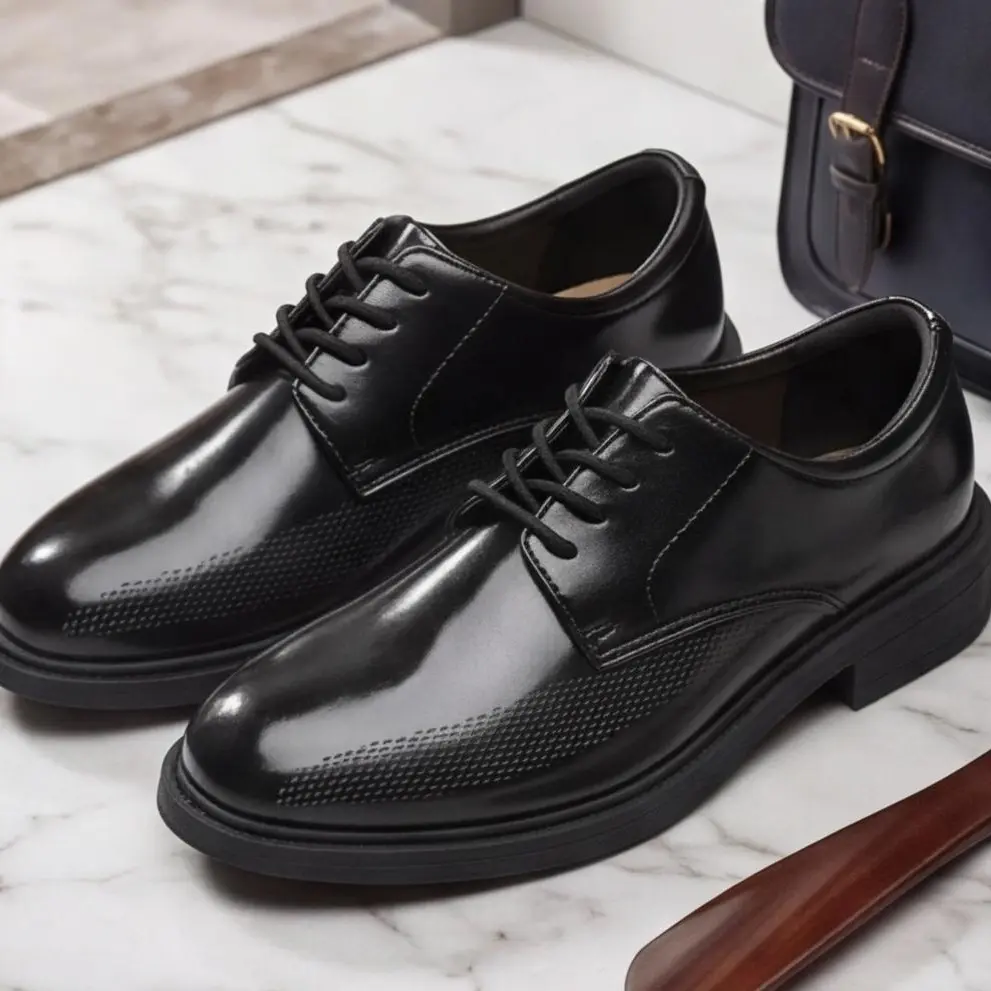 SHOESLOCKER Boys' Classic Patent Leather School & Dress Shoes, Lace-Up Round Toe Footwear with Memory Foam & Non-Slip Sole, Children, Fashion, Formal, Back To School Shoes, Vegan Leather, Synthetic, Classical, All Seasons, Junior, No Heel tiktokshopbackto