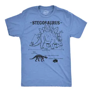Mens Funny T Shirts Stegosaurus Infographic Awesome Dino Tee For Men Mens Funny T Shirts Cool Vintage Fashion T-Shirt Gift Classic Menswear Science Apparel for Men Funny Dinosaur Short Sleeve Novelty Tees for Light Blue