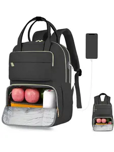 Lunch Backpack for Women & Men, 15.6 Inch Laptop Backpack with Insulated Cooler Bag, Travel Backpack, TSA Approved for Business School