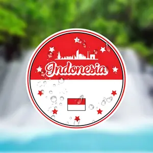 Circular National Flag (Indonesia) Car Sticker, Suitable for Any Smooth Surface, Such As Laptops, Cars, Suitcases, Bumpers, Refrigerators, Windows, Toolboxes, Motorcycles, Etc.