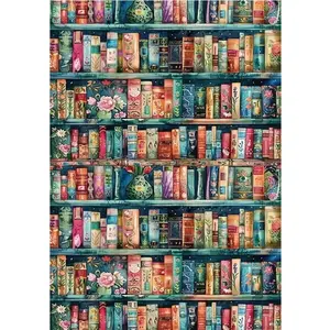 5D Diamond Painting Kit, Diamond Painting Kits, Rhinestone Embroidery Retro Bookshelf Pattern, Round Diamond Painting Rhinestone Mosaic Painting Kit, Beginner Painting Supplies, Handmade DIY Diamond Painting Home Wall Decoration Gifts