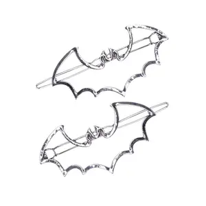 Bat Outline Metal Hair Clips [Pair]