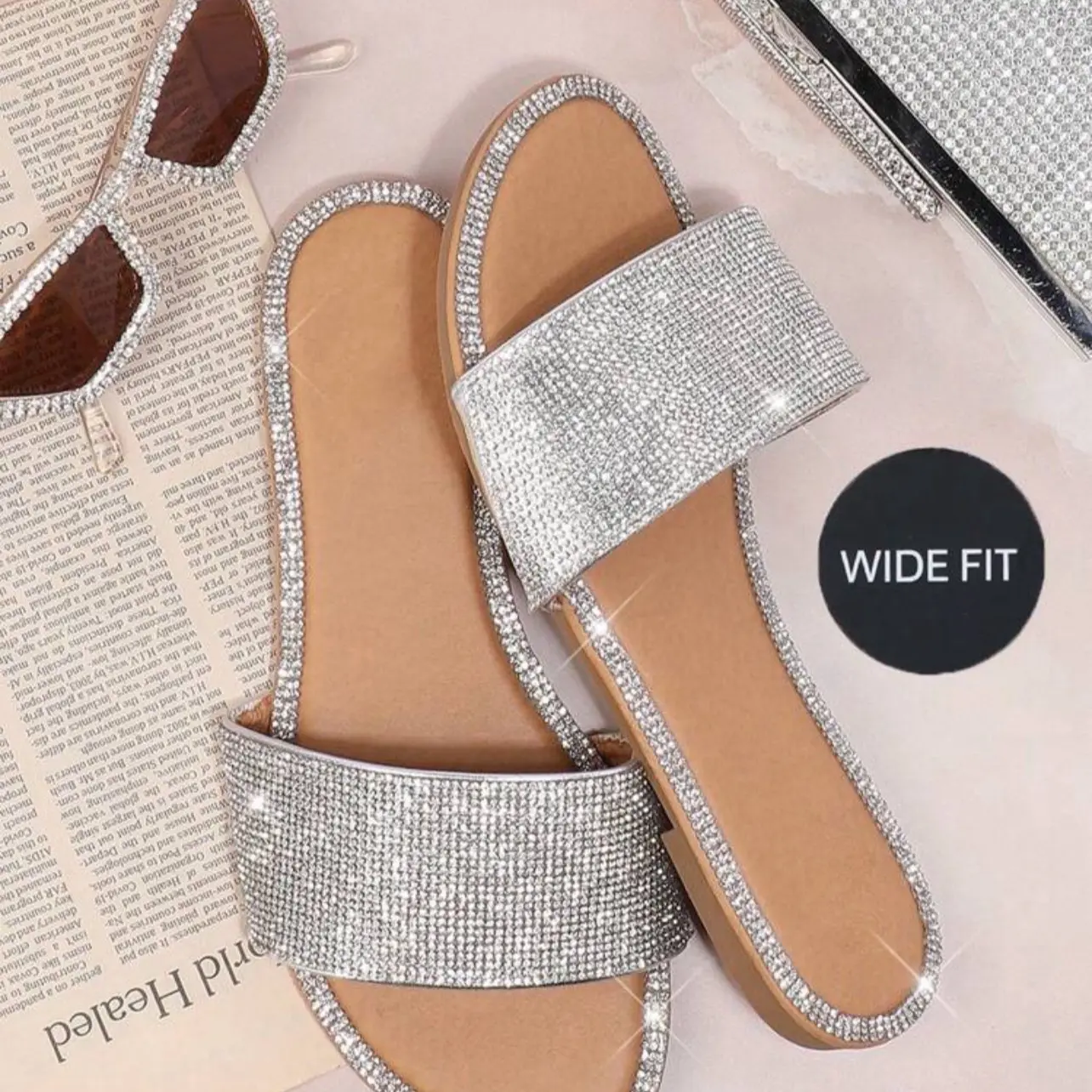 Flat Fashionable Sparkling Sandals