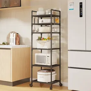 Multi-layer kitchen storage rack, floor-standing organizer for home use, bathroom shelf, no-drill microwave rack,  kitchen storage & organization, microwave stand, microwave rack with storage, kitchen shelf, kitchen storage and organization