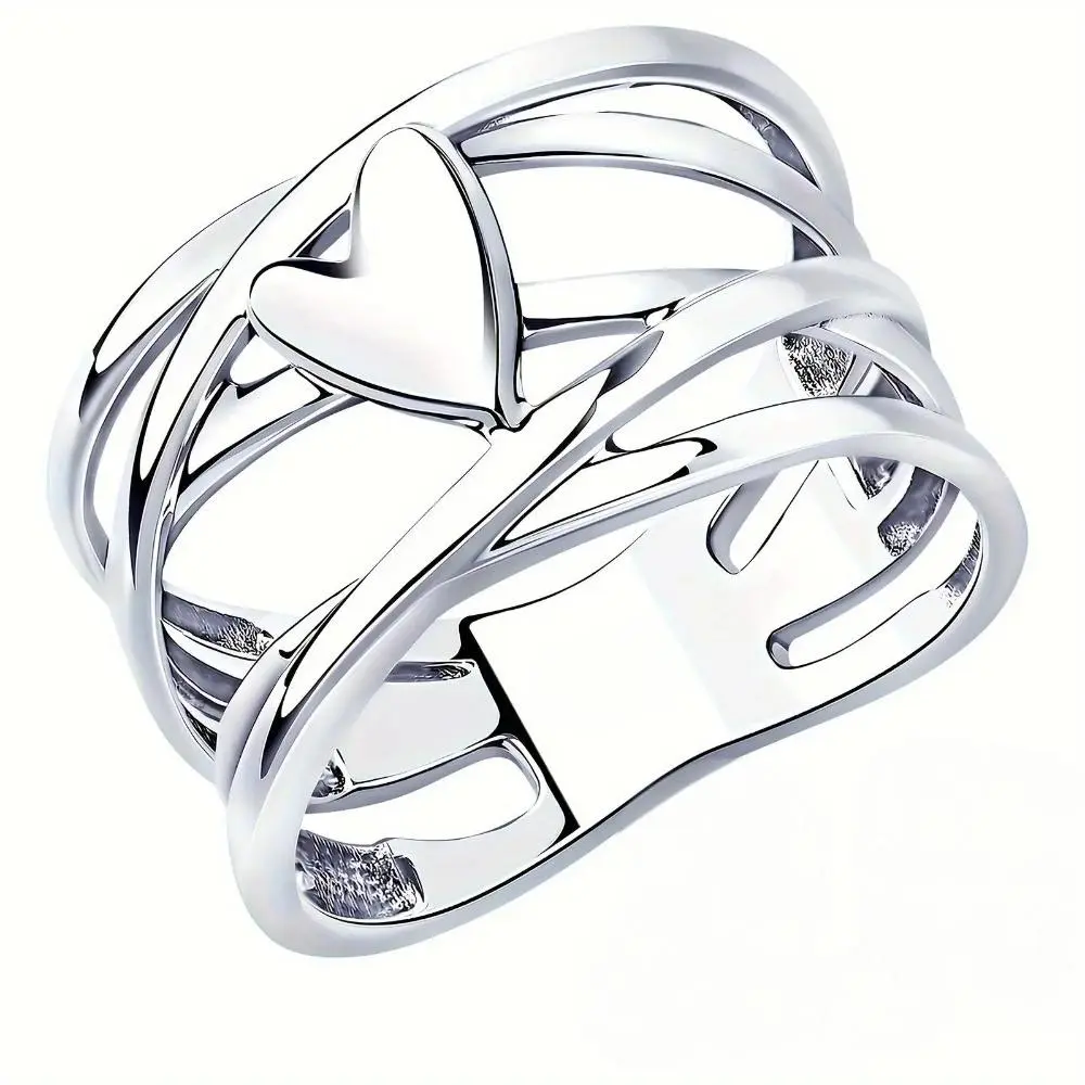 Women's Elegant French Style Stacked Heart Signet Ring - Silver Plated, Nickel-Free, Hypoallergenic Jewelry for Women, Unique Costume Accessory, Everyday Wear Piece, Meaningful Holiday Gifts, Ring Stack Essential