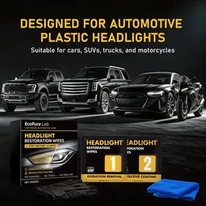 EcoPure Lab 1 Car Headlight Restoration Wipes – Repair Oxidized, Yellowed, and Cloudy Headlights, Enhance Crystal Coating Protection, Restore Headlight Clarity