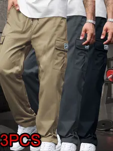 Men's Retro Cargo Pants, Lightweight Drawstring Waist, Multiple Side Pockets, Straight-Leg Comfort Fit, Olive Charcoal Colors