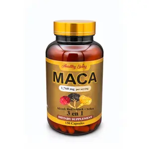 Healthy Living Maca Capsules 3 in 1 - 1760 mg per Serving, Mixed Red Black Yellow, 150 Capsules for Energy Stamina Mood Boost